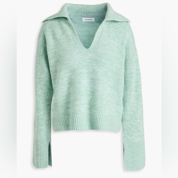 NAADAM Marled wool and cashmere-blend polo sweater
